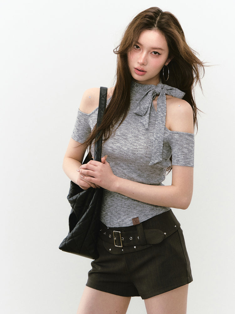 Reversible Strap Thin Knit Bustier Vest