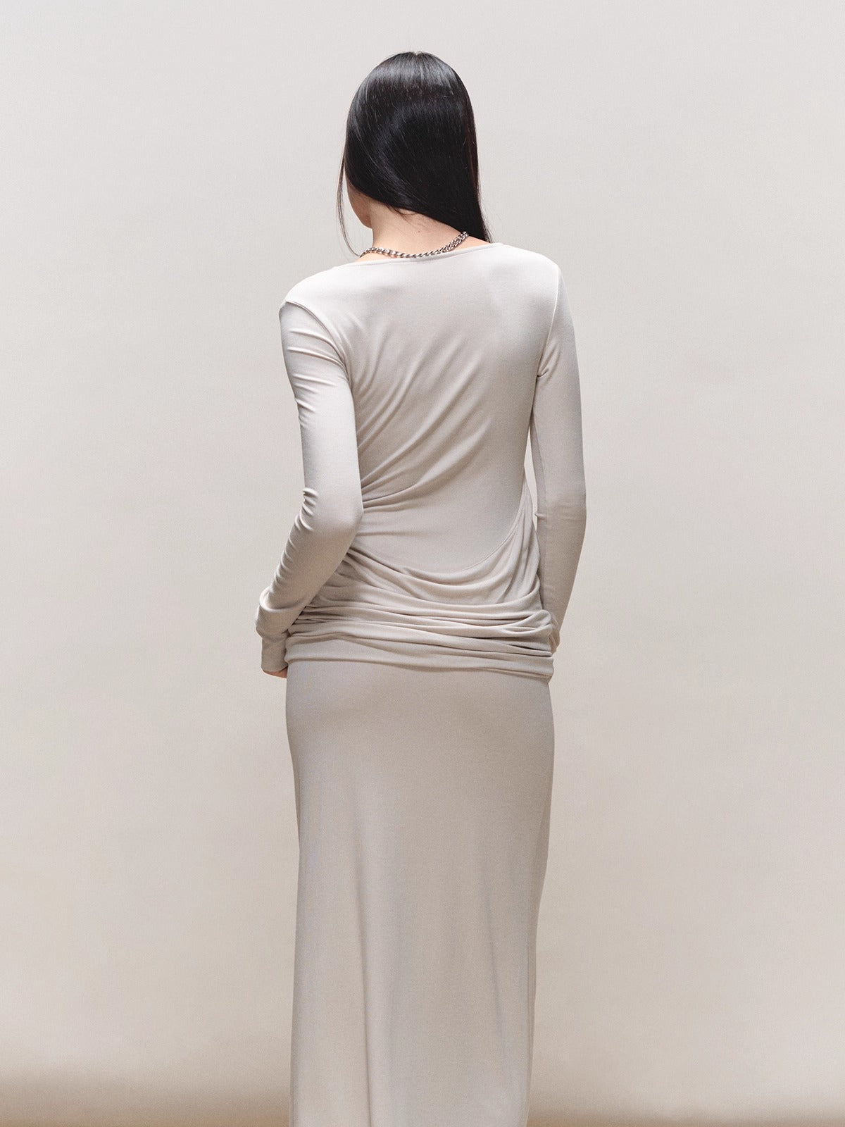 Faux-Two-Piece Halter Sequin Maxi Dress