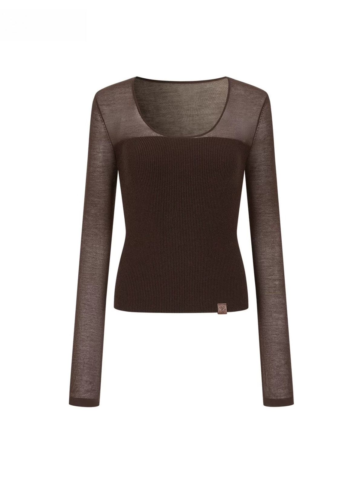 Sheer Mesh Layered Knit Top