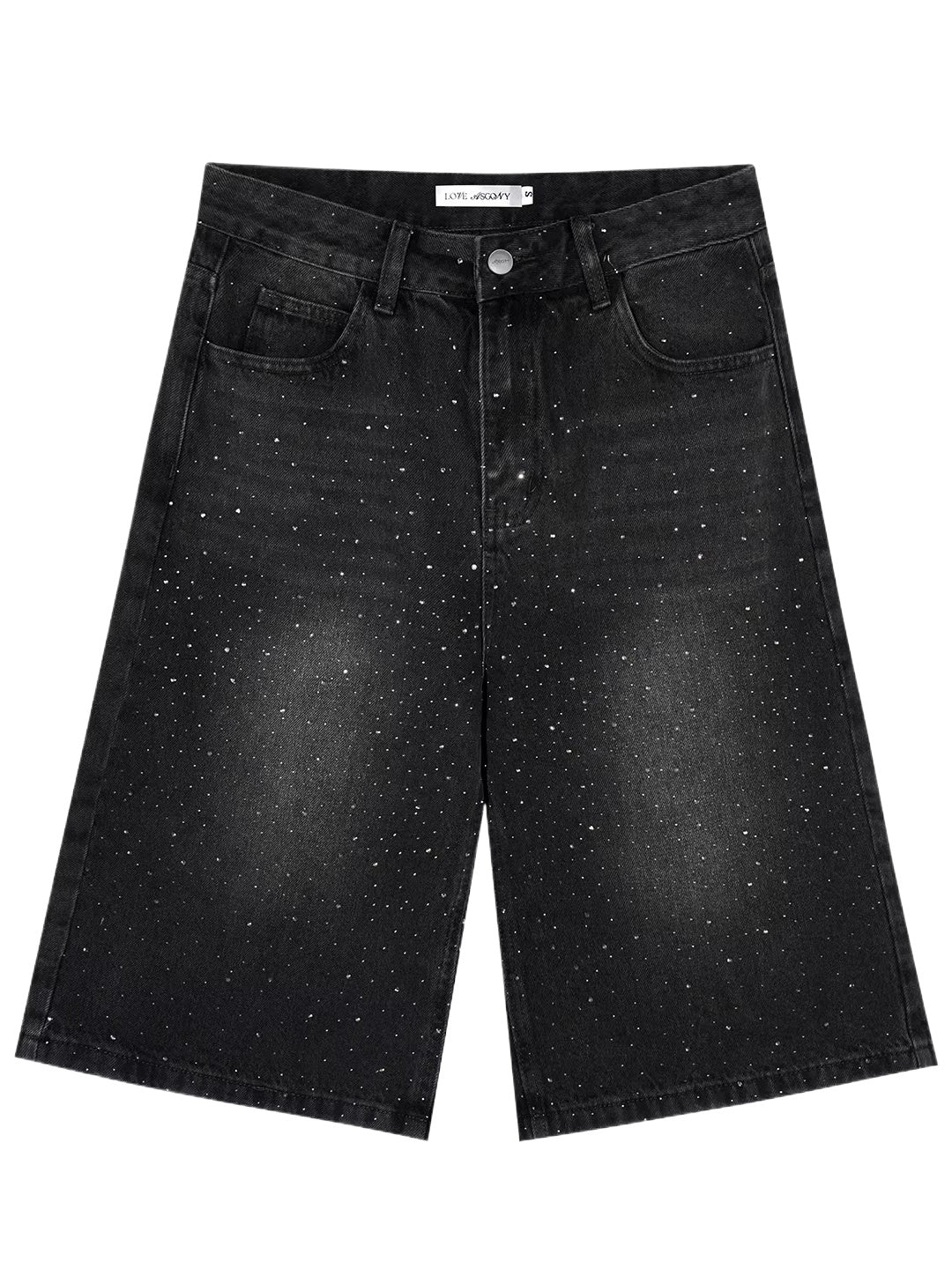 Rhinestone Washed Denim Culottes