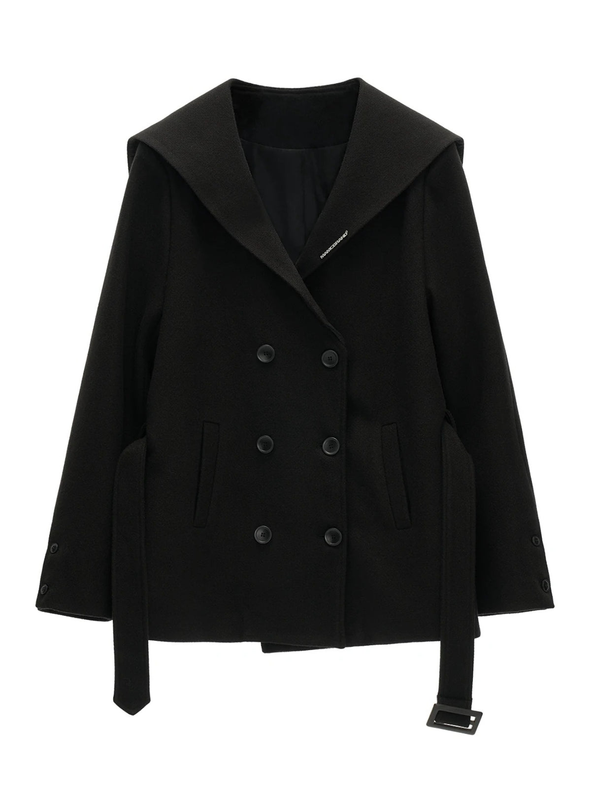 Buttoned Lapel Black Waist Coat