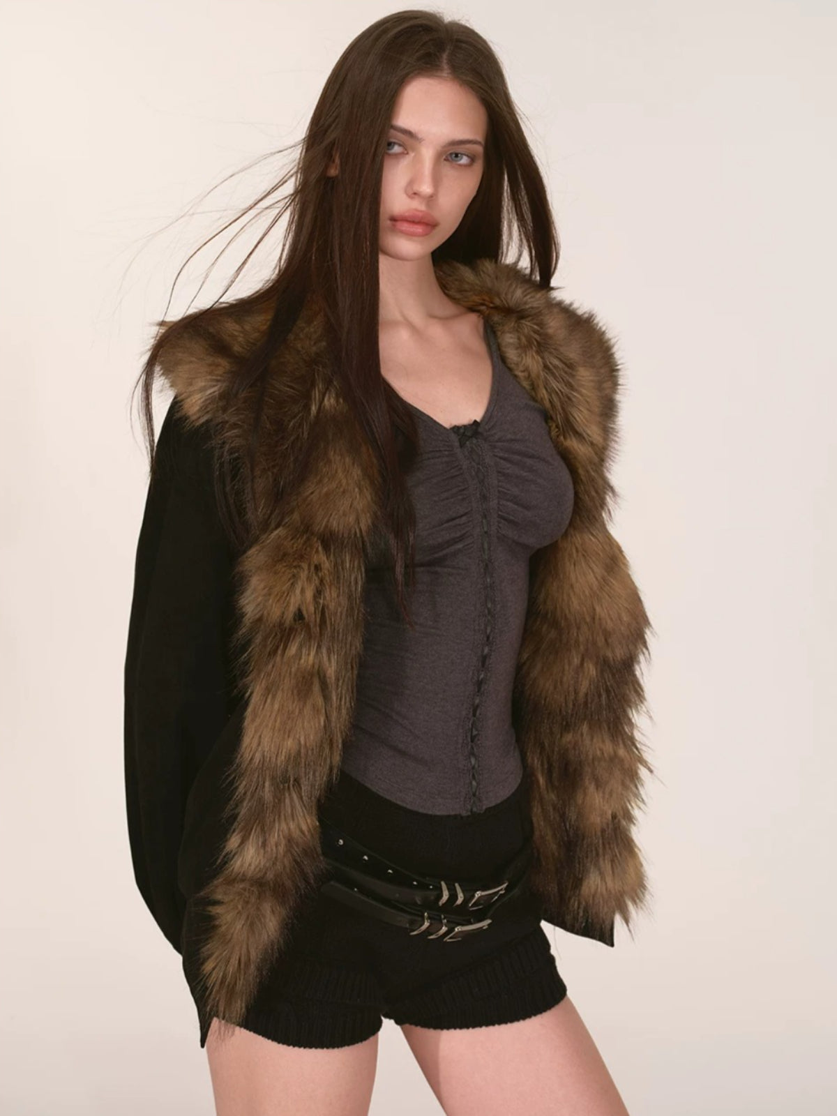 Faux Fur Trimmed Down Jacket