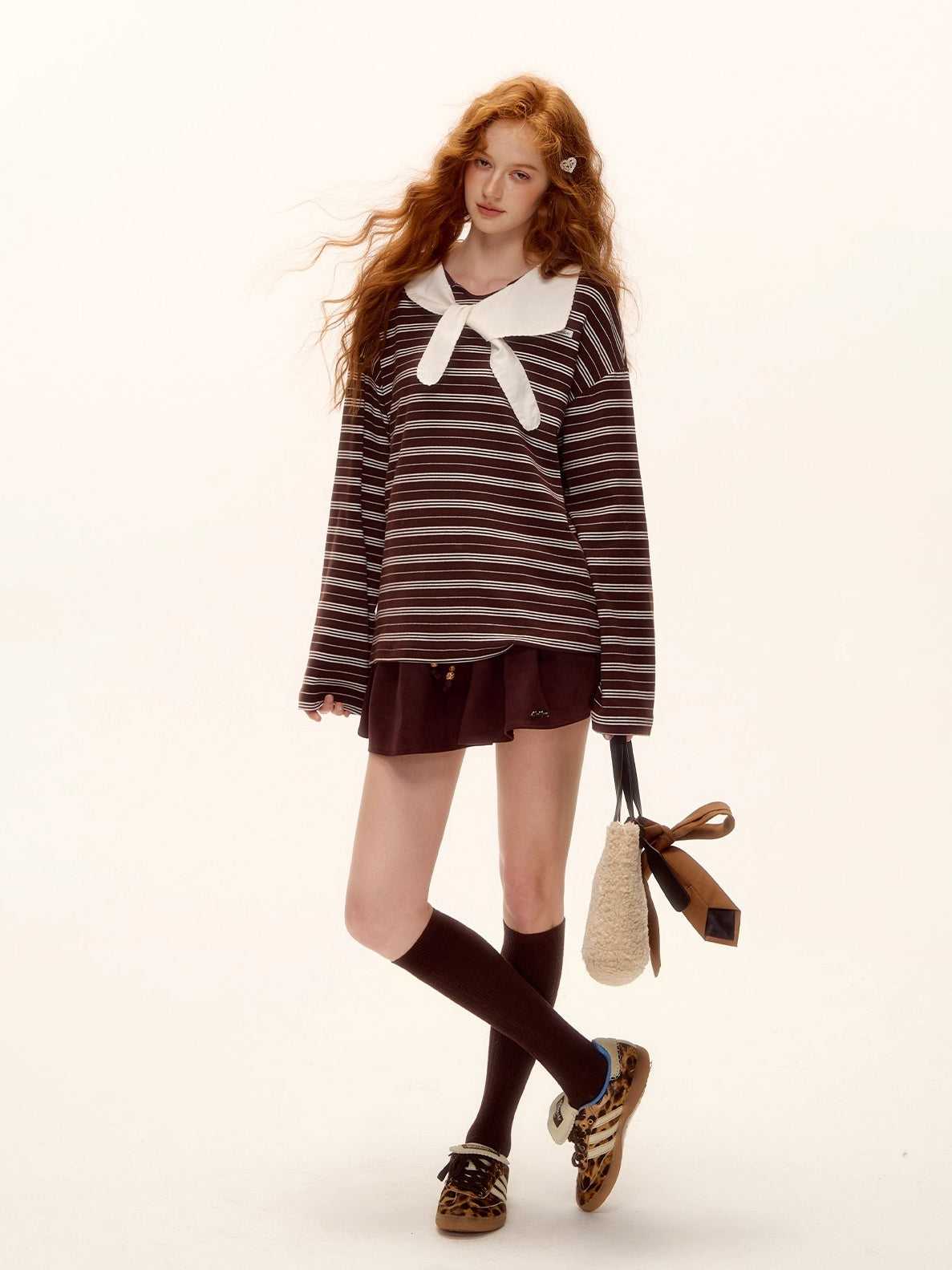 Bow-Tie Striped Long-Sleeve T-Shirt