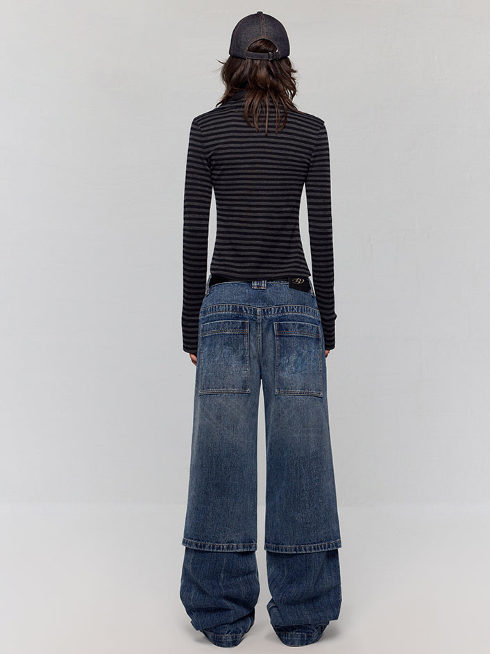 Removable Leg Design Wide-Leg Pants