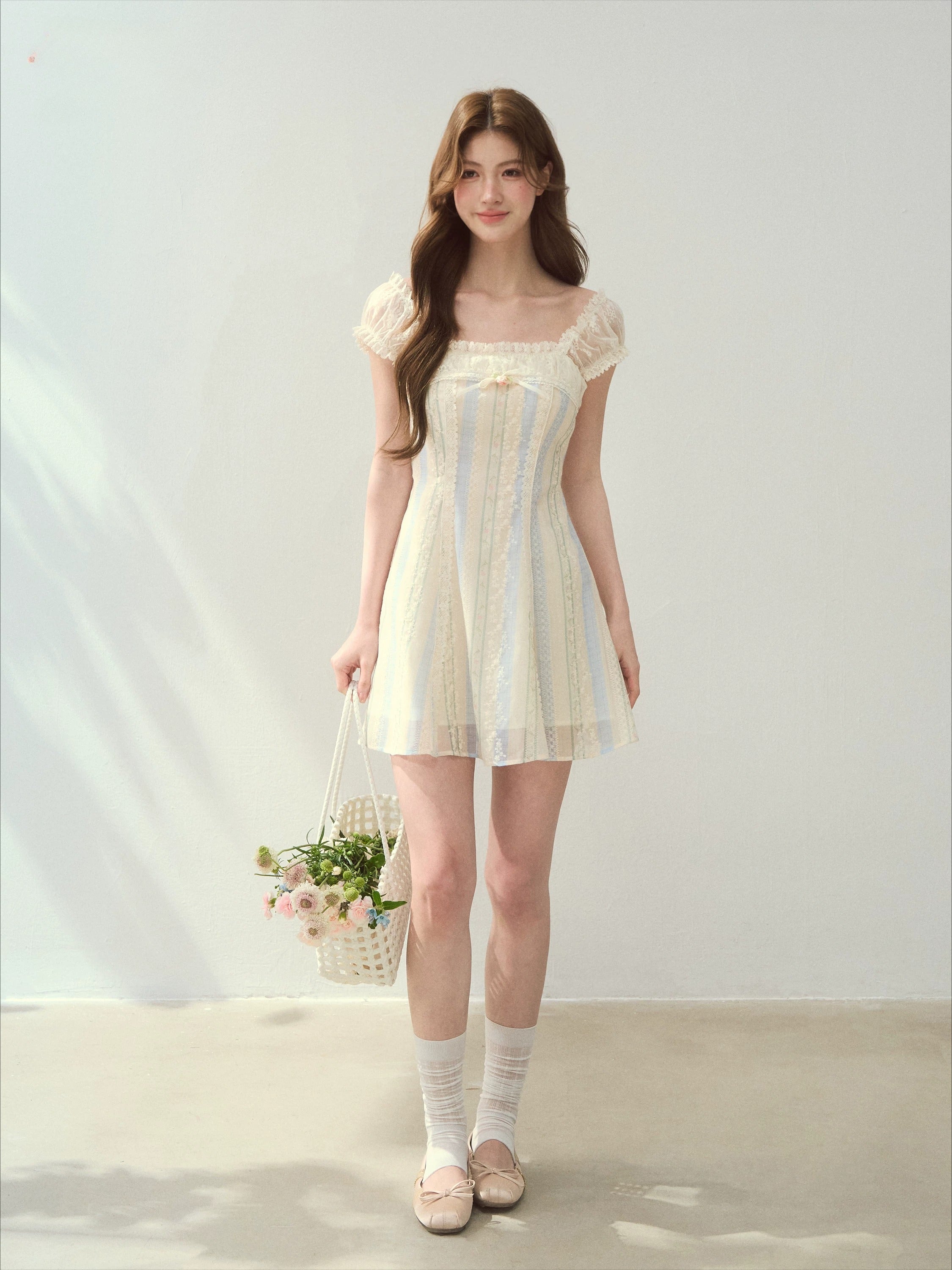 "Tide Coast" Striped Colorblock A-Line Dress