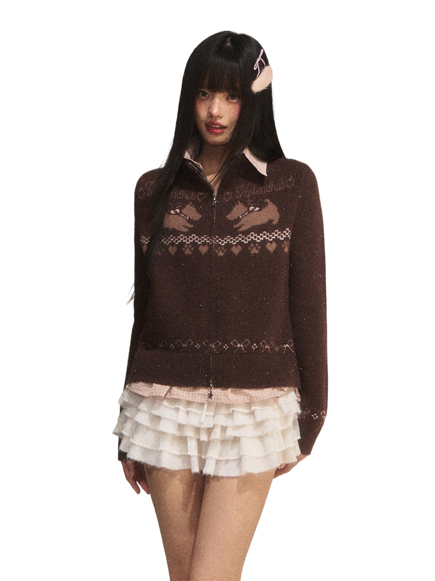 Fair Isle Collar Knit Cardigan