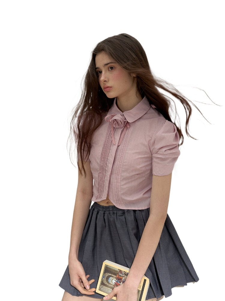 Puff Sleeve Striped Shirt
