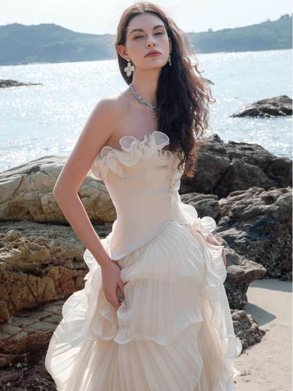 Venetian Pleated Maxi Dress
