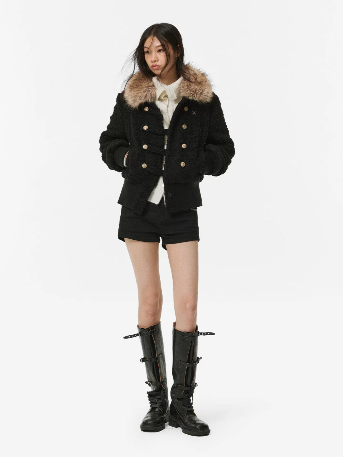 Detachable Faux Fur Bouclé Jacket