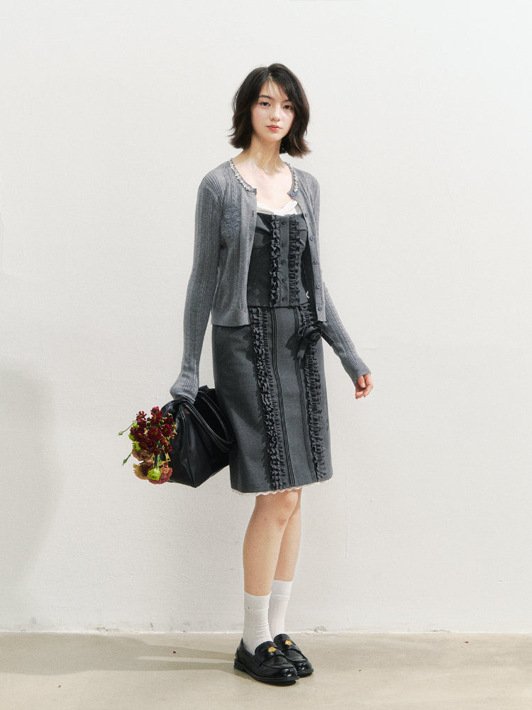 Miu-Style Lace Trimmed Camisole & Skirt Set