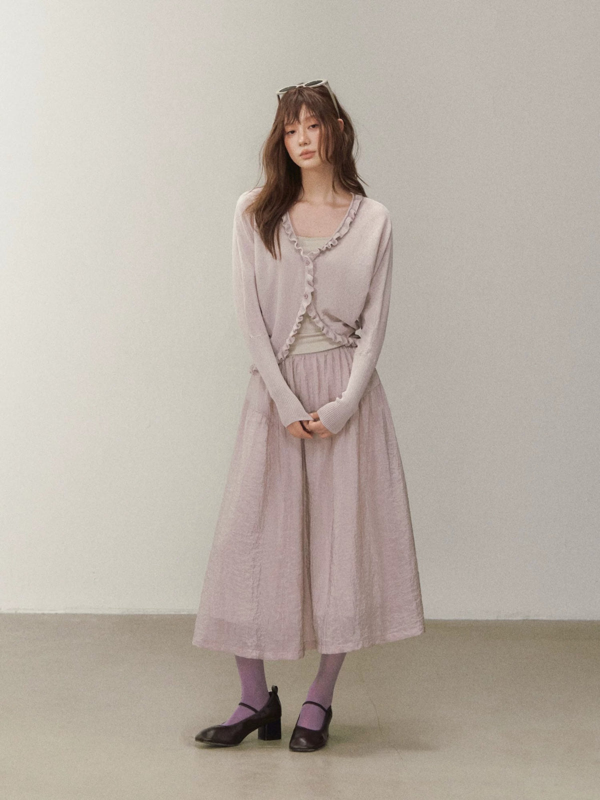 Ruffle Batwing Sleeve Cardigan