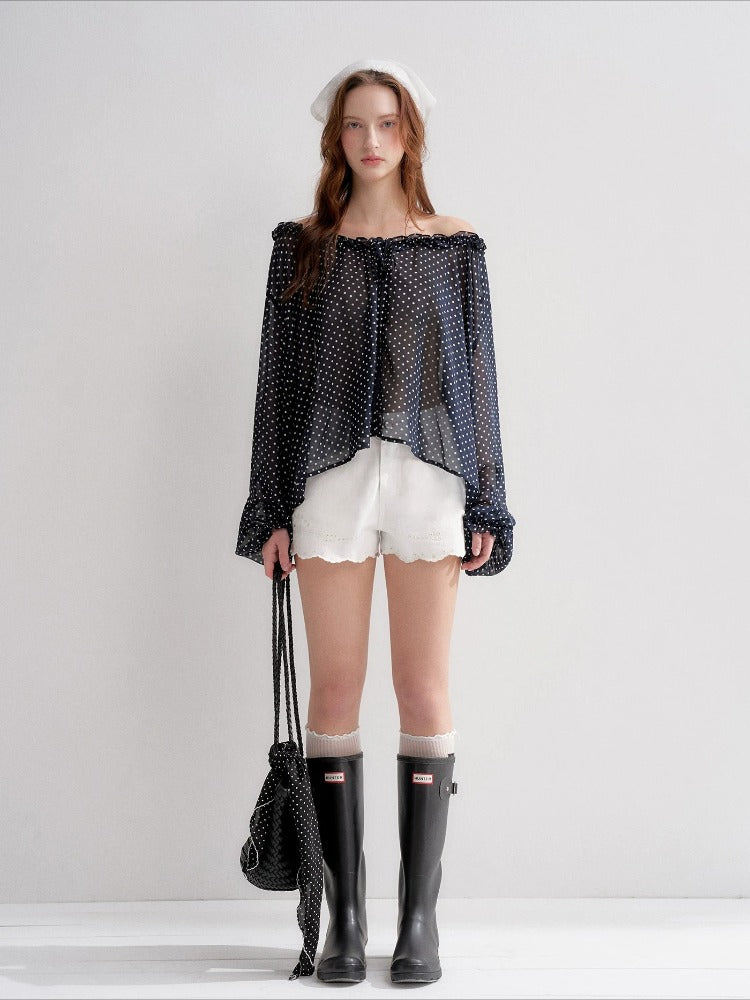 Polka Dot Bardot Blouse
