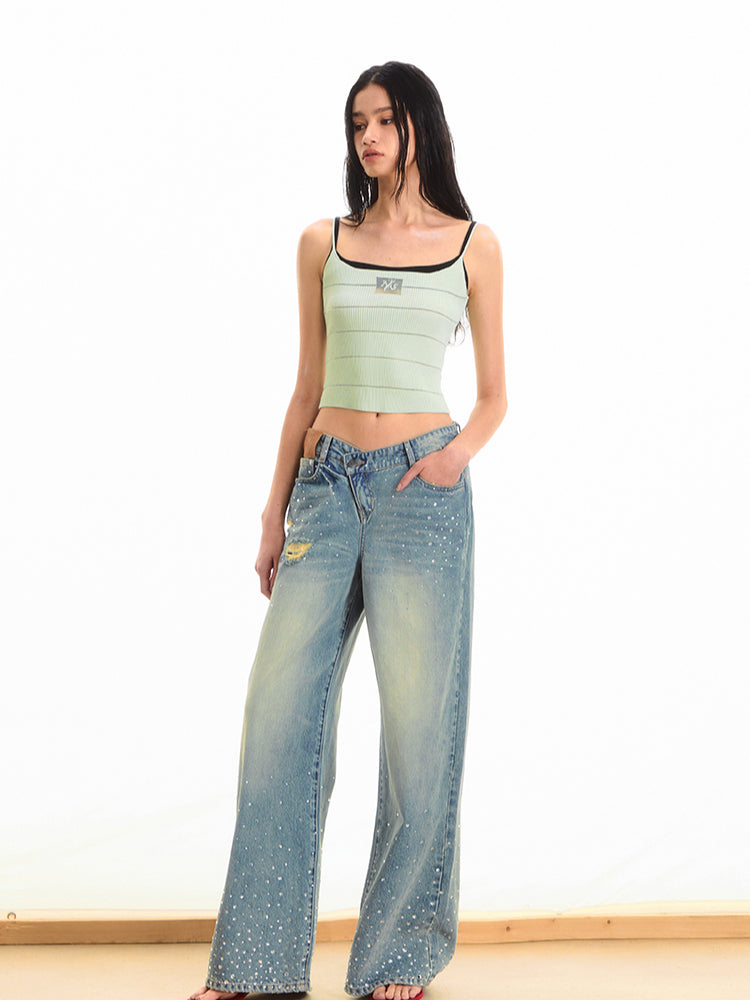 Ice Feel Striped Knit Vest