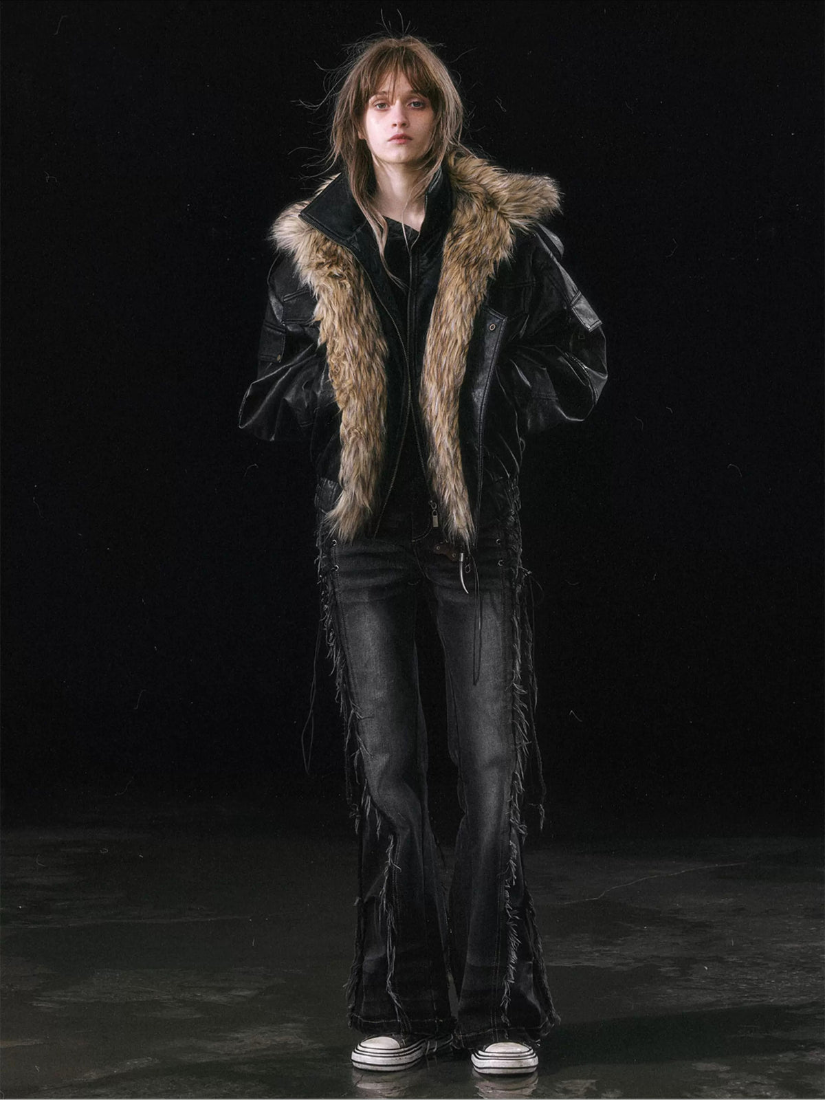 Detachable Fur Leather Jacket