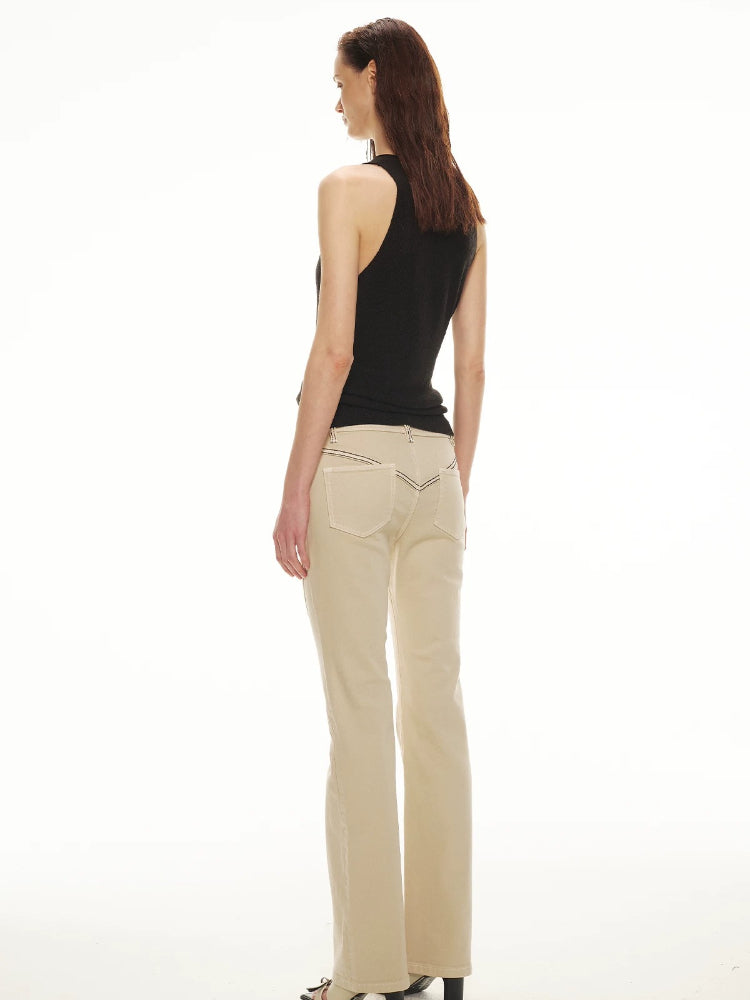 Contrast Stitch Straight Jeans
