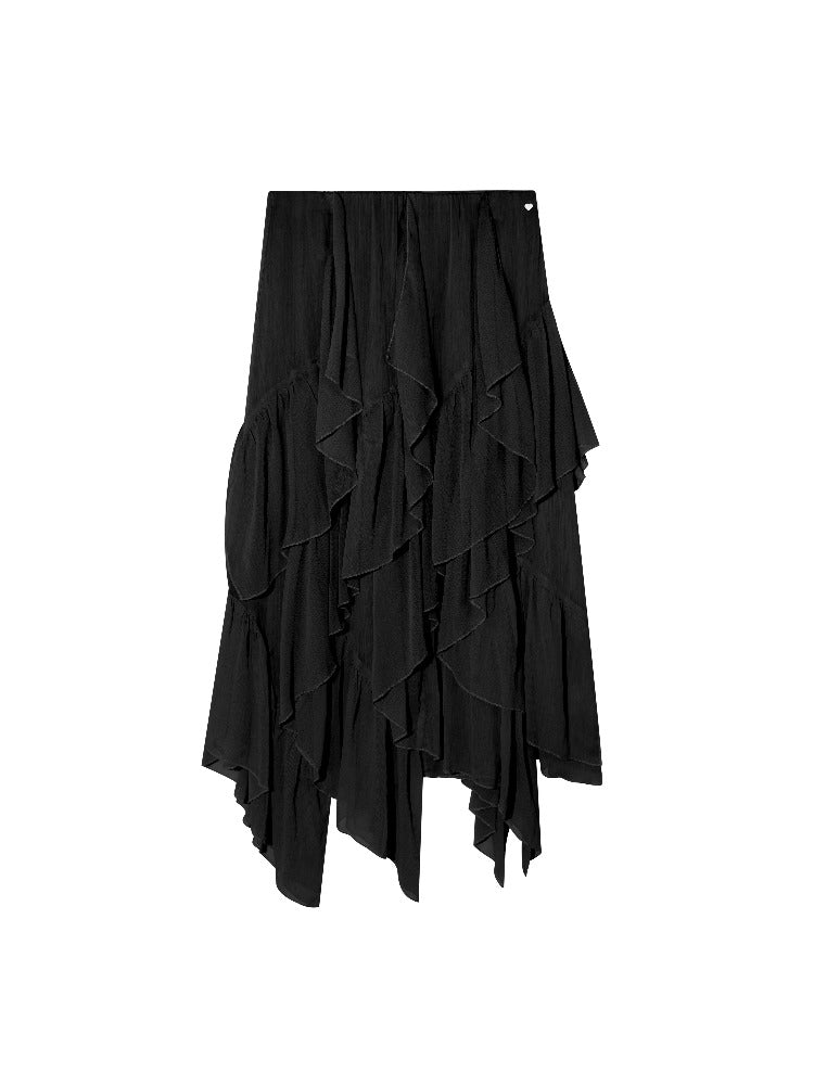 Black Ruffle Chiffon Skirt