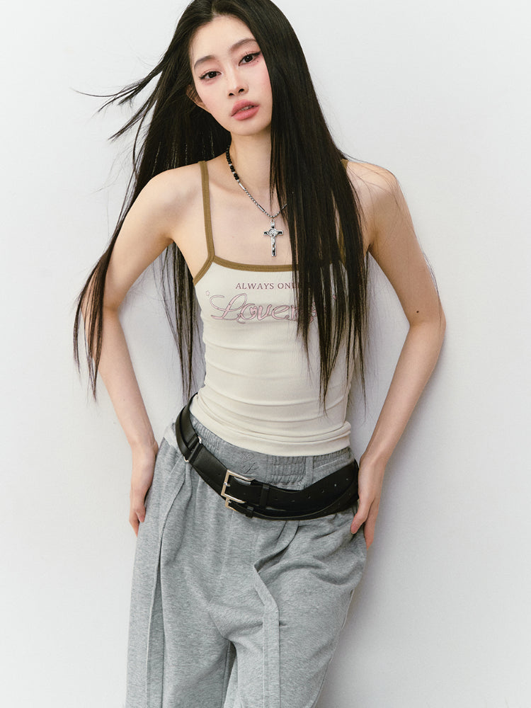 Color-Block Letter Print Camisole