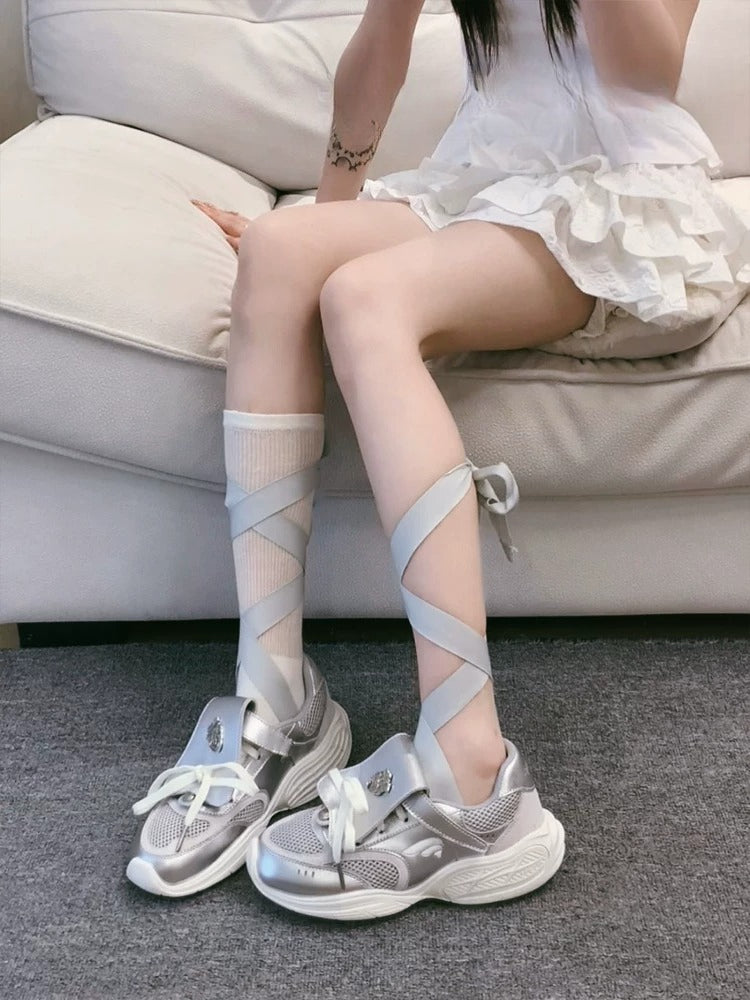 Silver Ballet Mary Jane Sneakers