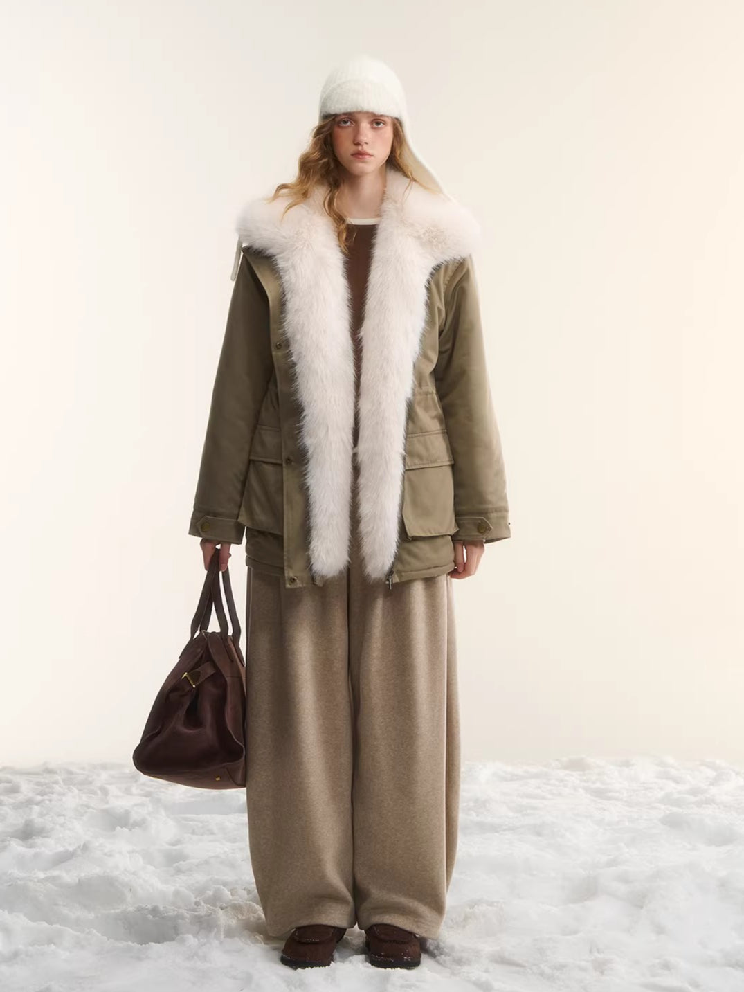 Detachable Fur Collar Padded Parka