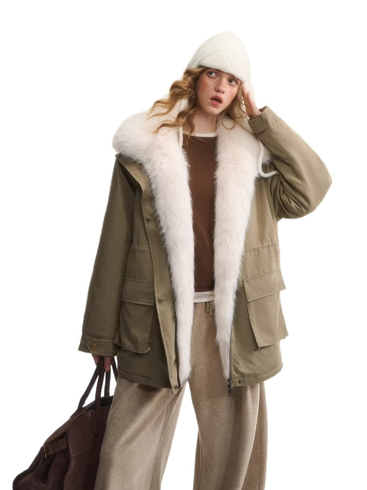 Detachable Fur Collar Padded Parka