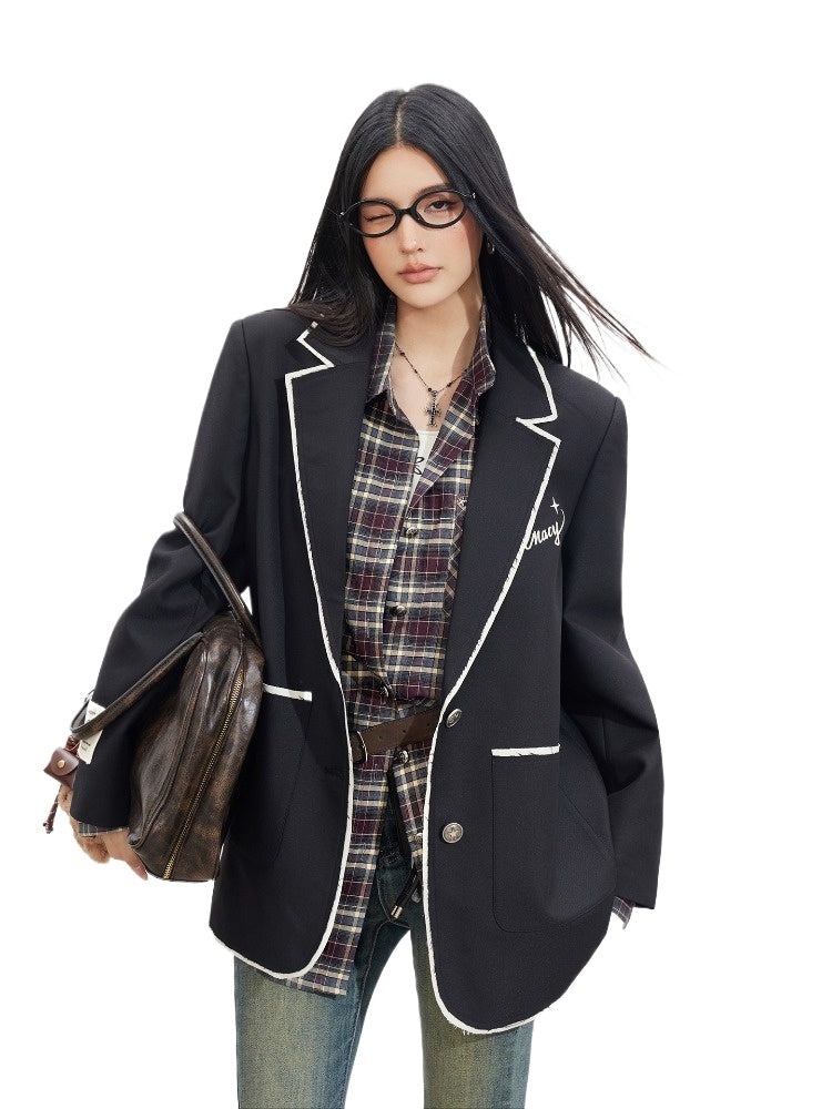 Black Contrast Edge Blazer
