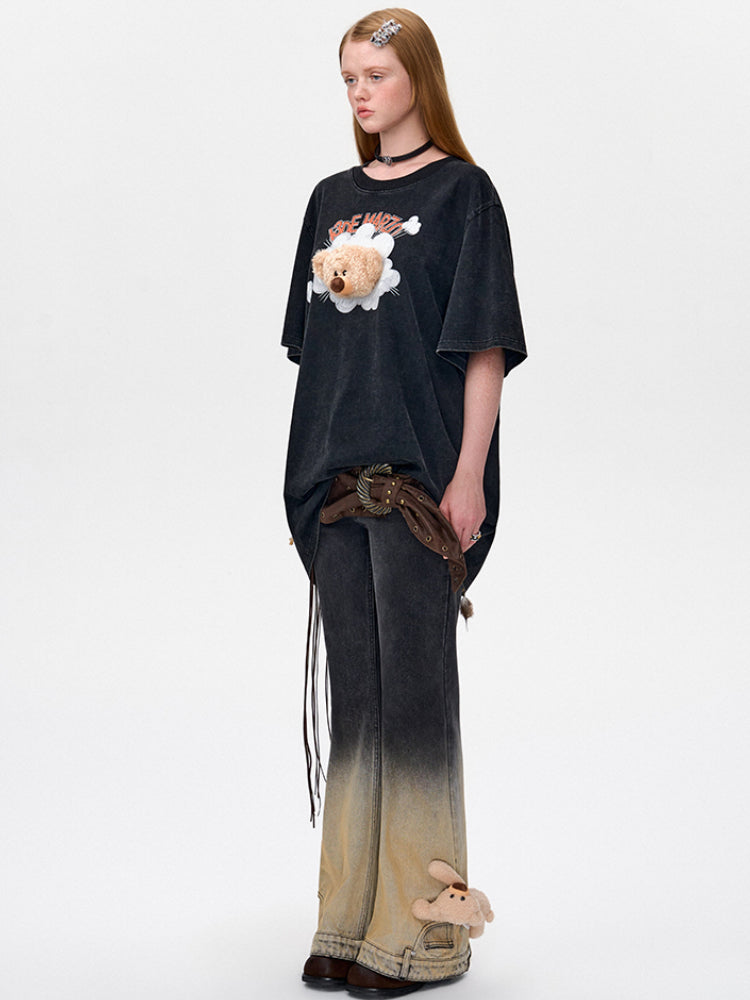 Illustrated Bear Short-Sleeve Cotton T-Shirt