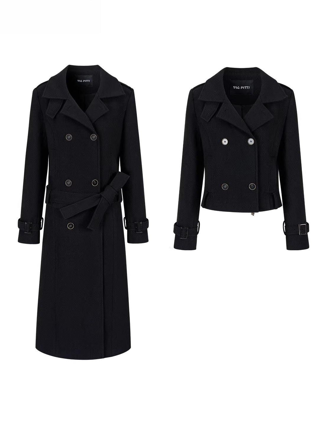 Detachable Long & Short Length Thickened Wool Coat