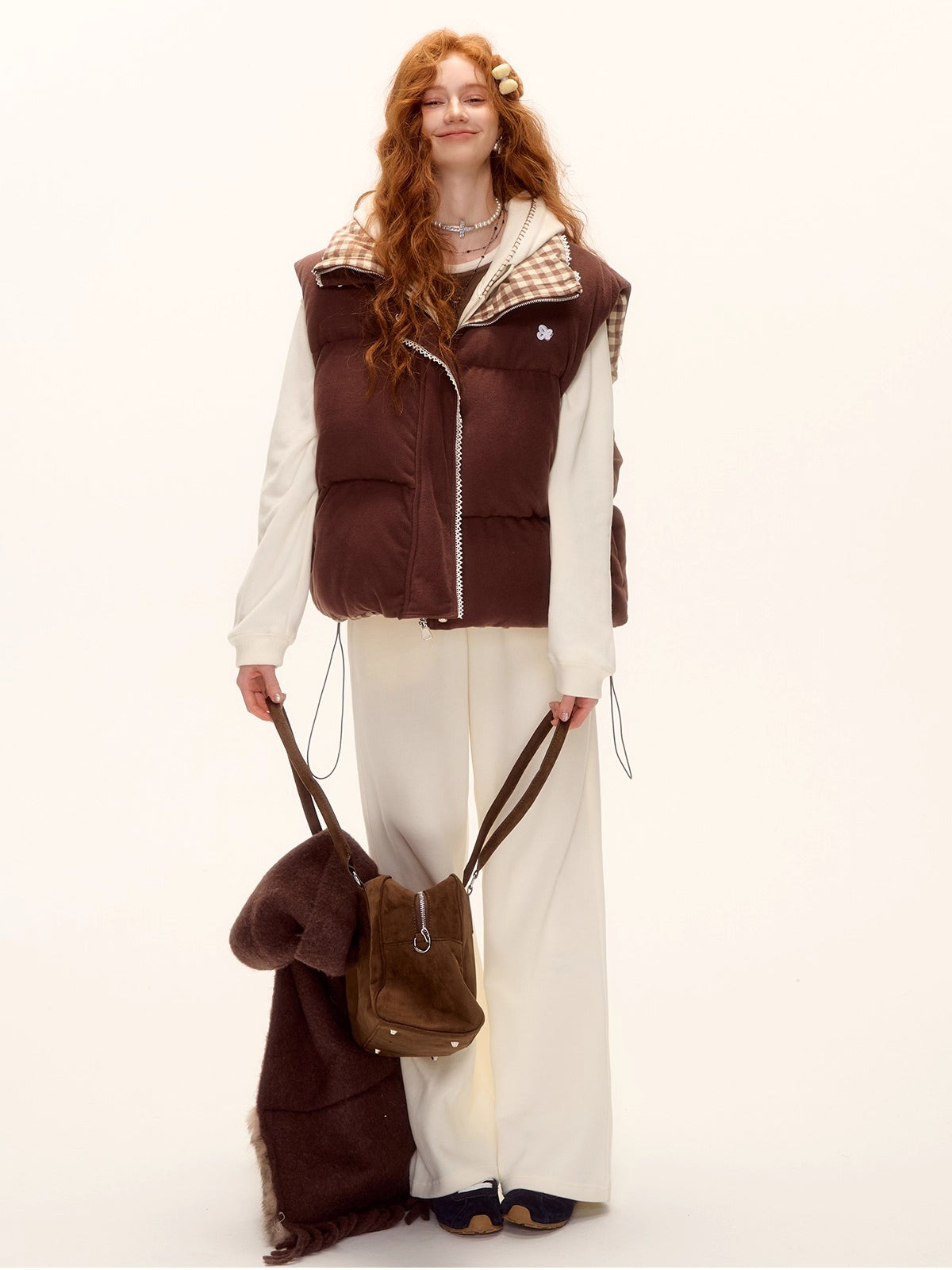 Reversible Check Lace Vest