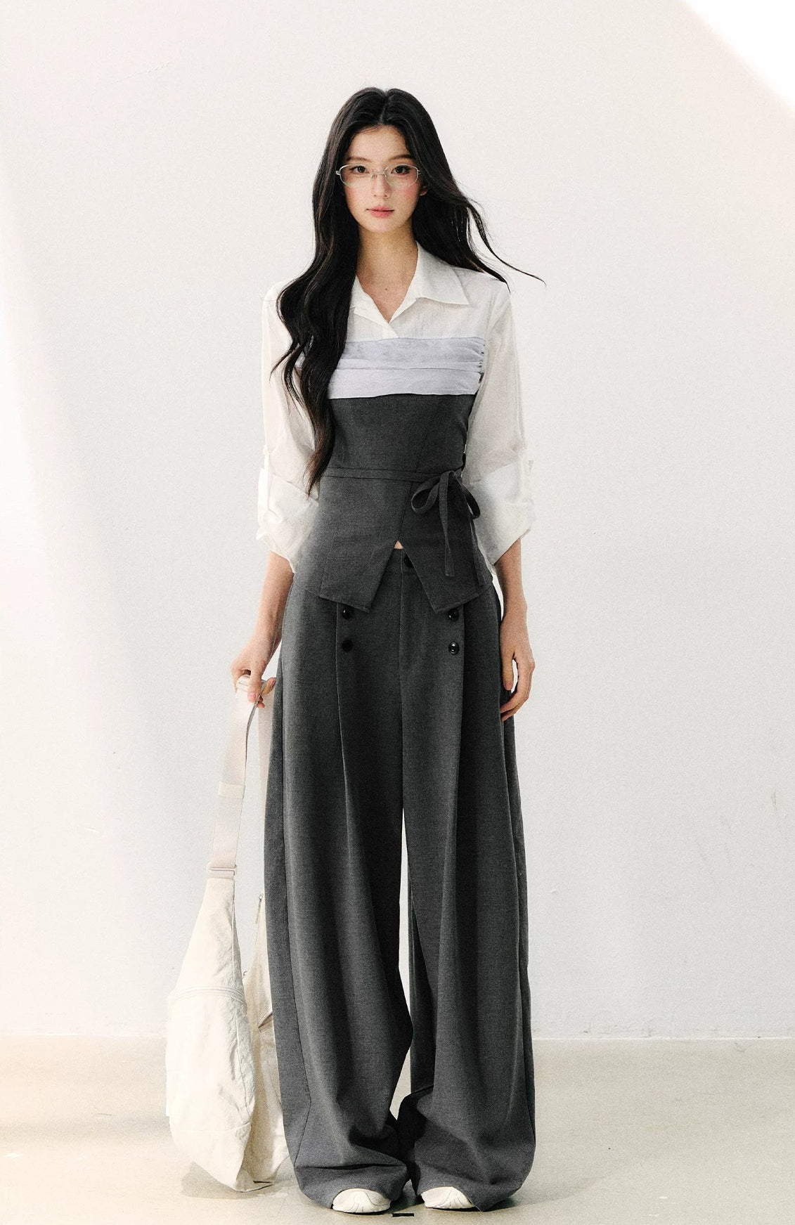 Gray Layered Tie Shirt