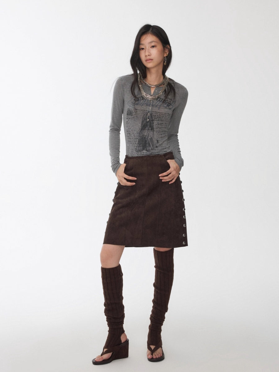 Henry Collar Animal Print Knit Top