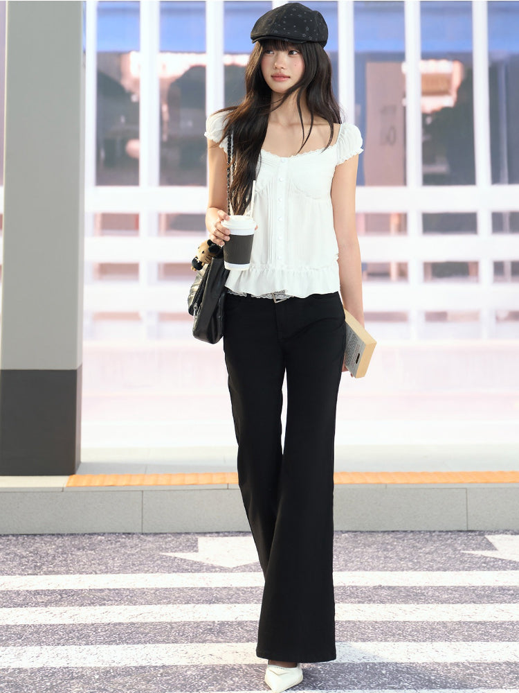 White Square Neck Blouse