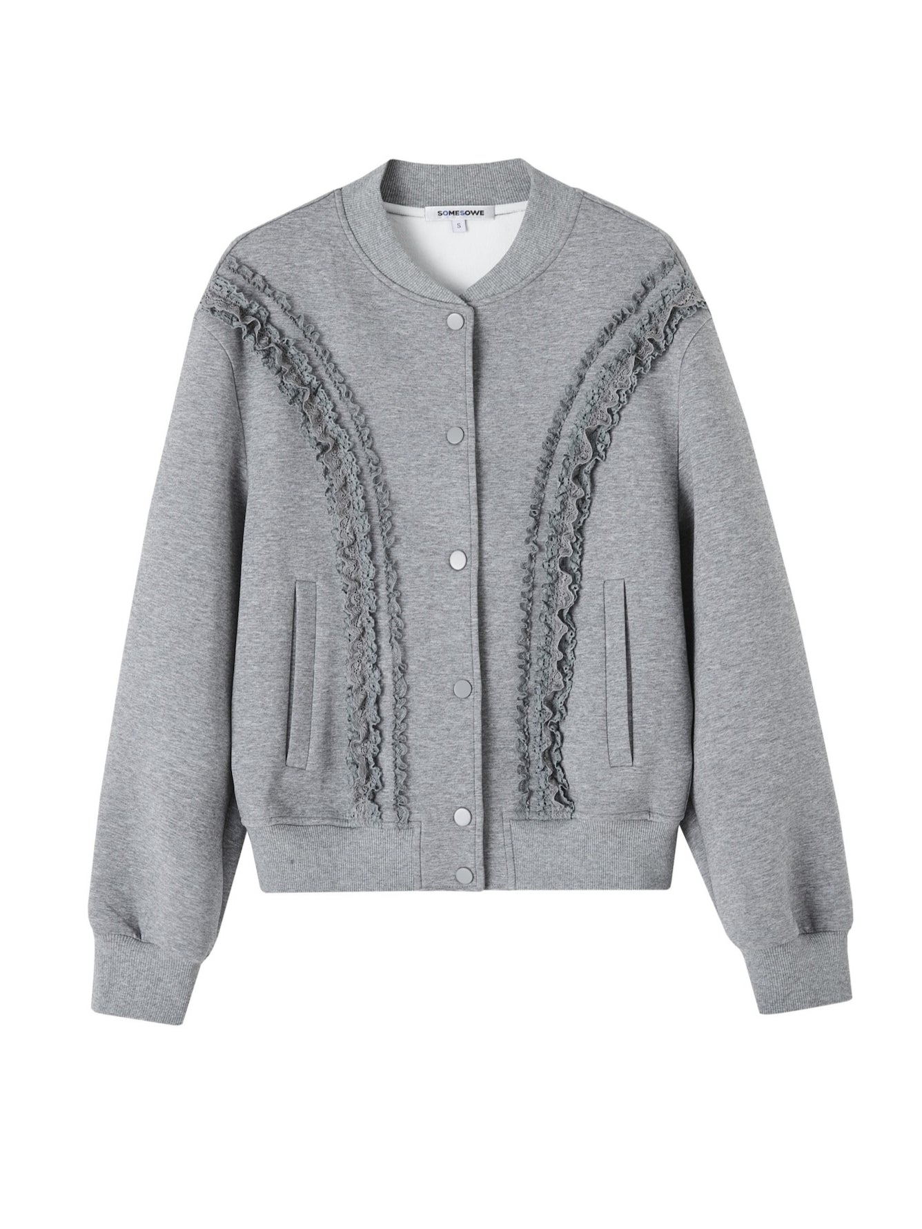 Lace‑Trim Baseball Jacket