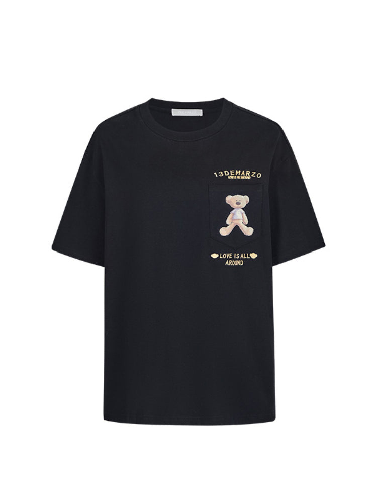 Oil-Painting Style Bear Cotton Short-Sleeve