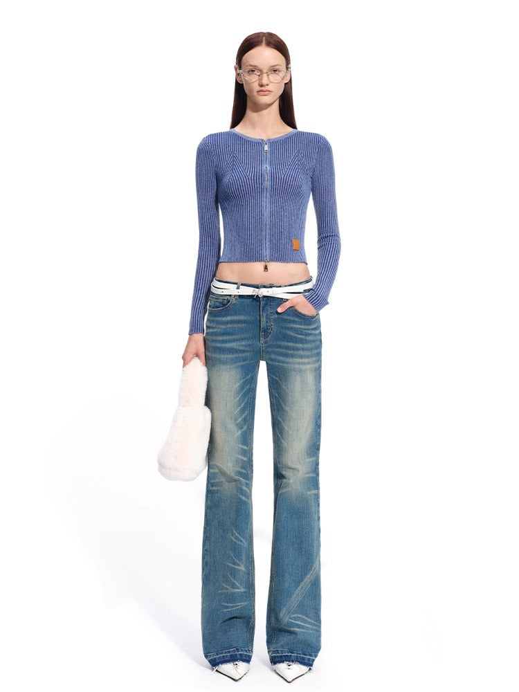 Batwing Knit Zip-Up Cardigan