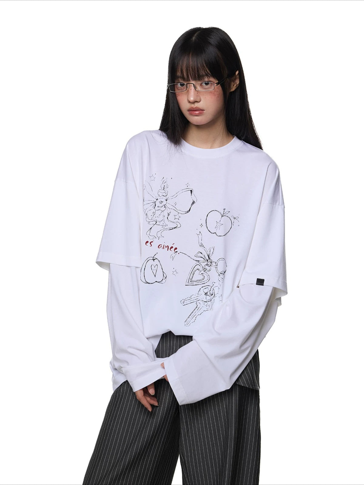 Printed Layered Long Sleeve Tee
