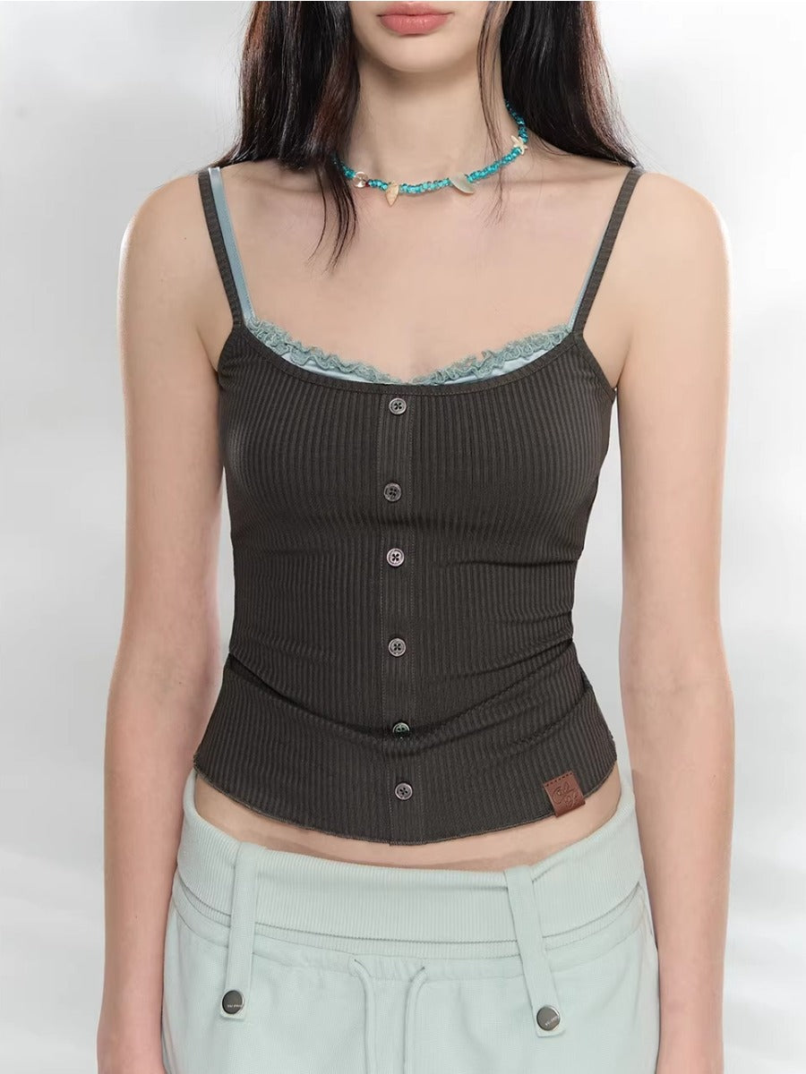 Lace Trim Rib Tank