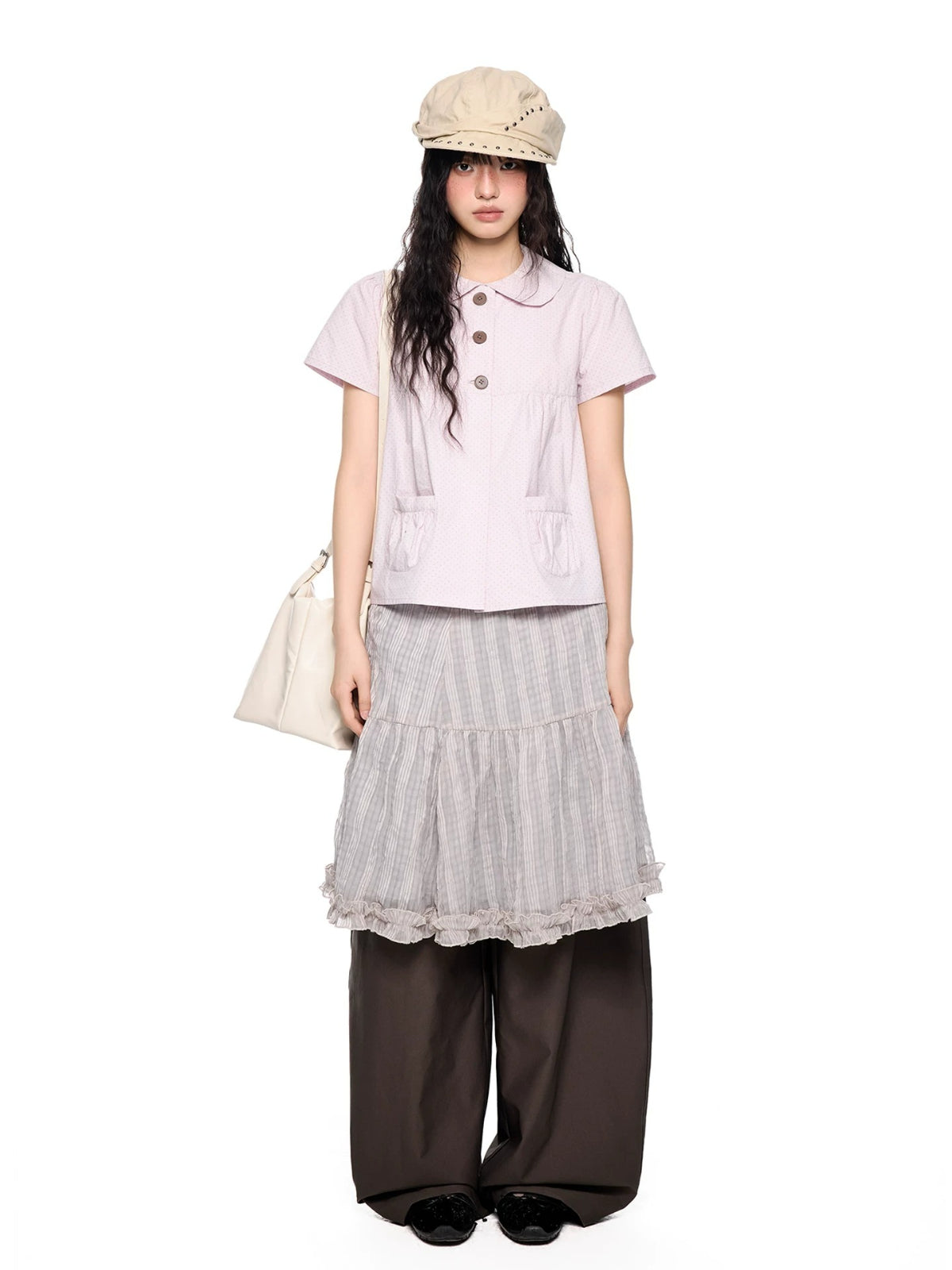 Plaid Bubble Chiffon Skirt