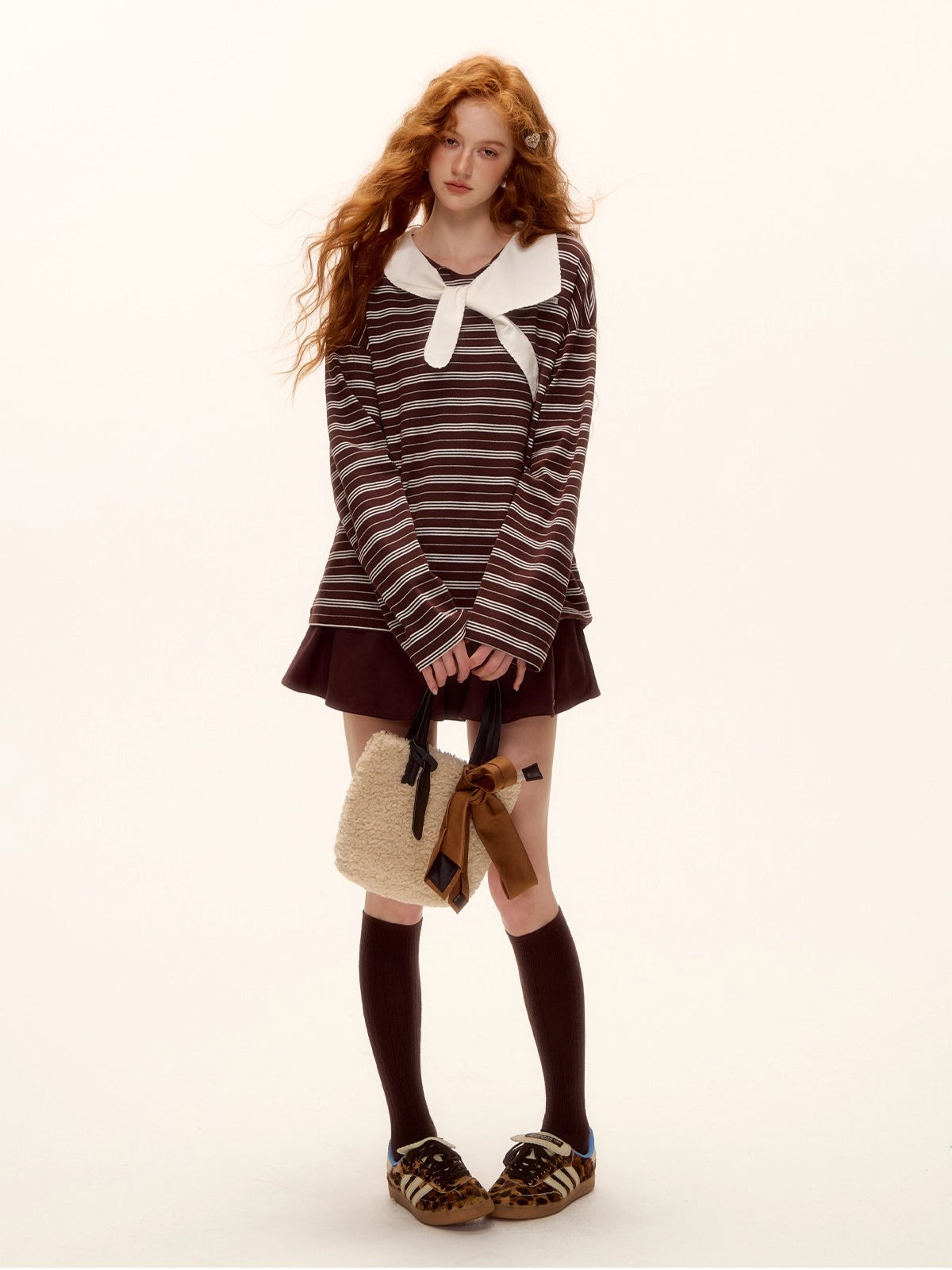 Bow-Tie Striped Long-Sleeve T-Shirt
