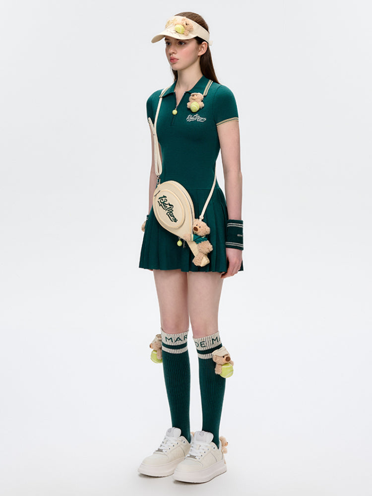 Tennis Polo-Neck Slim Fit Pleated Dress