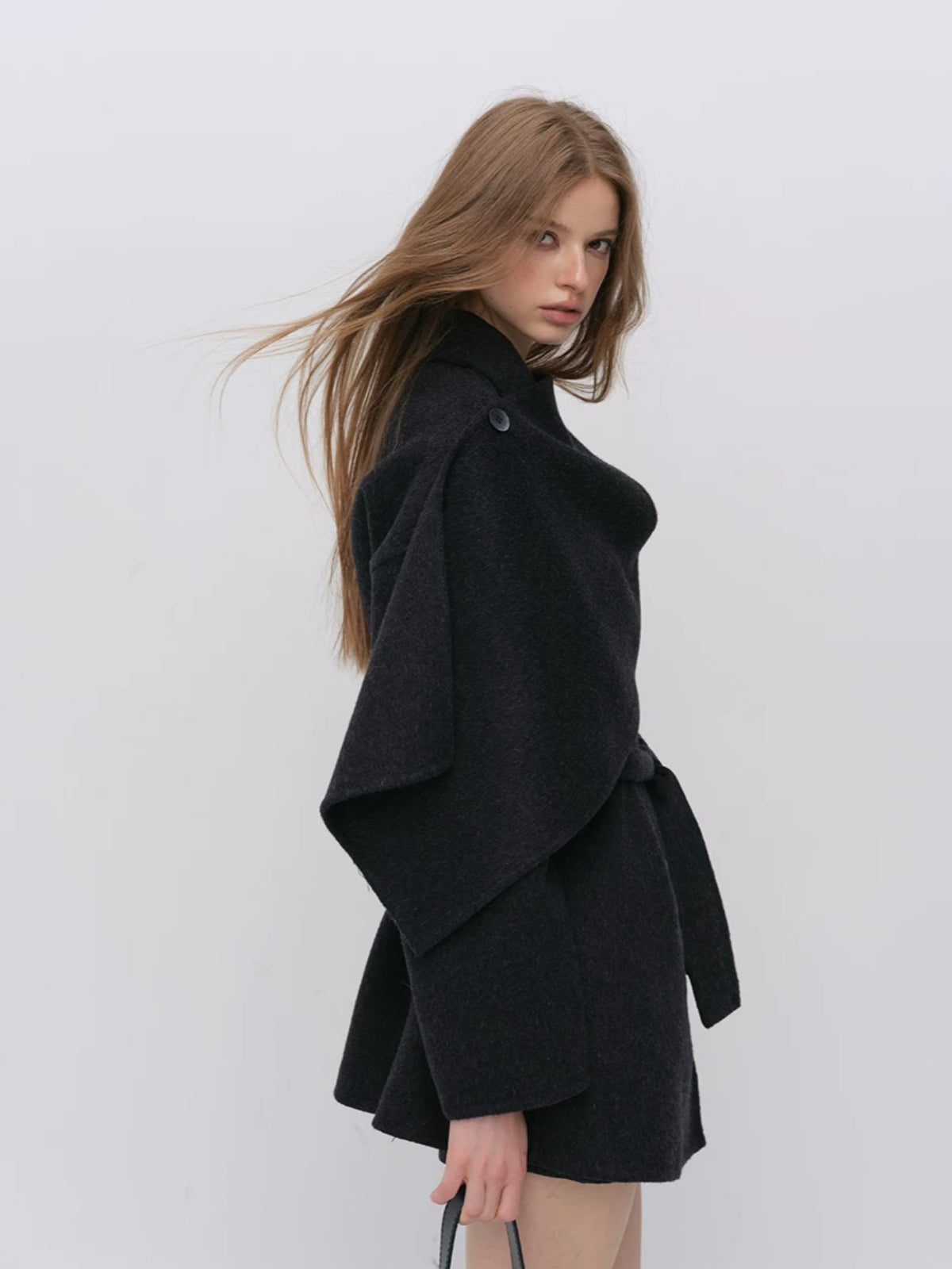Modern Cape Scarf Wool Coat