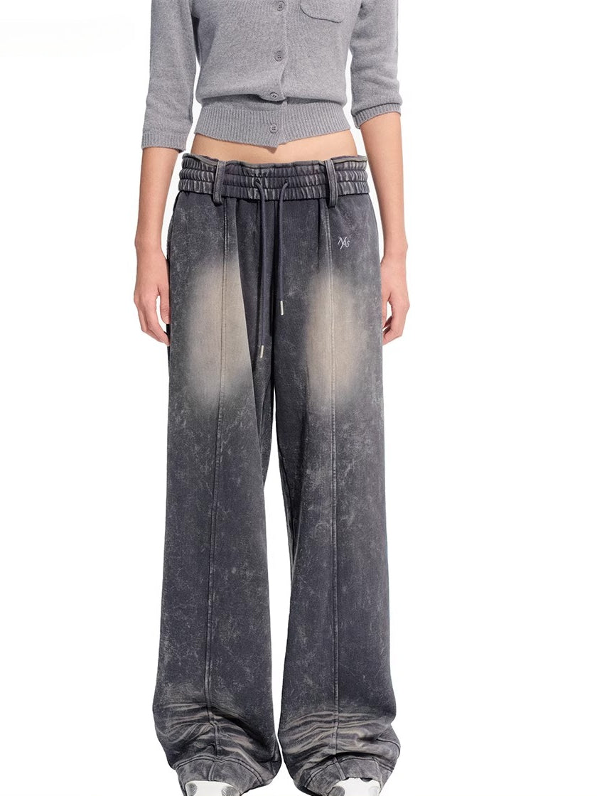 White & Blue Volcano Washed Denim Pants