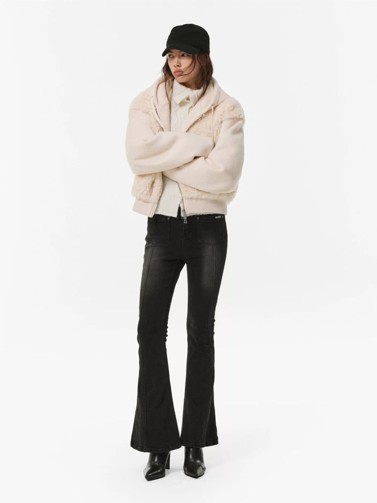 Textured Panel Hooded Wool-Blend Jacket