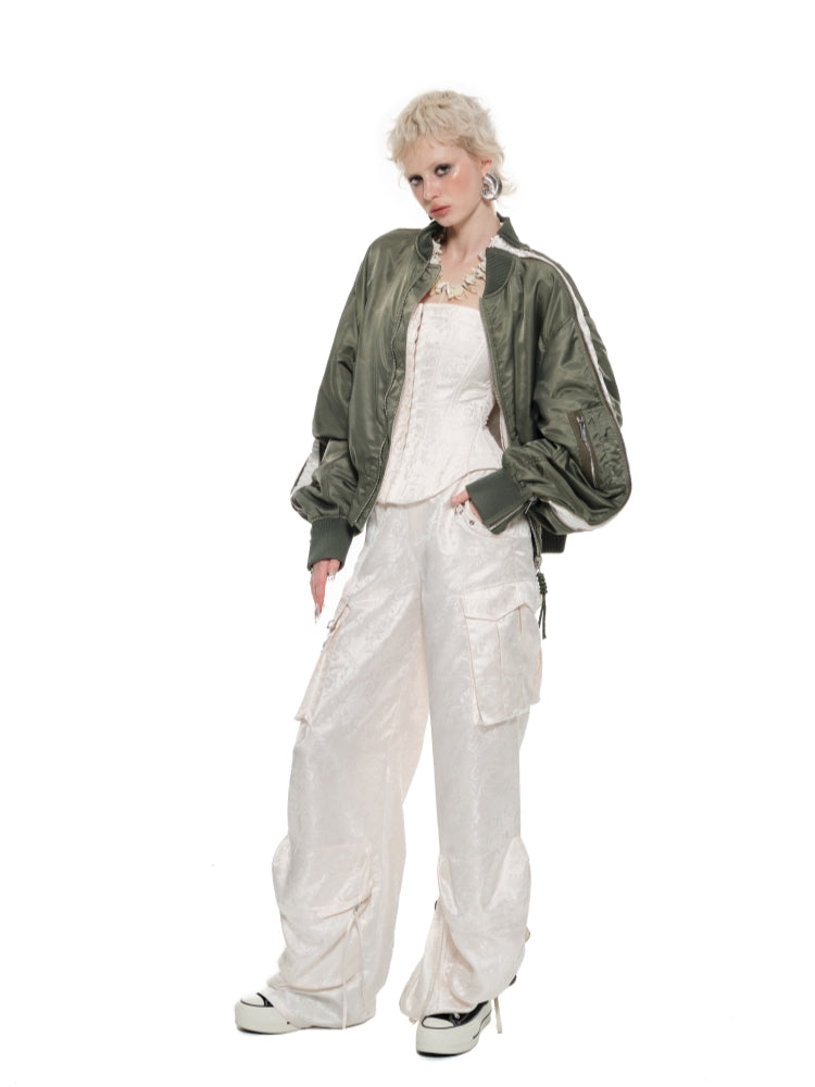 White & Black Jacquard Corset