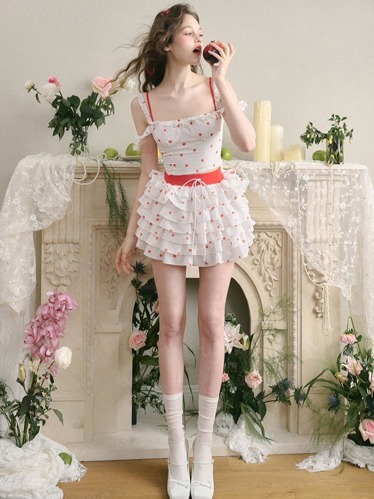 White Tomato Print Cami Top