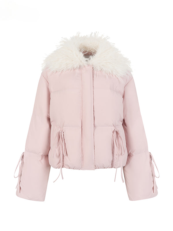 Winter Drawstring Fur Collar Down