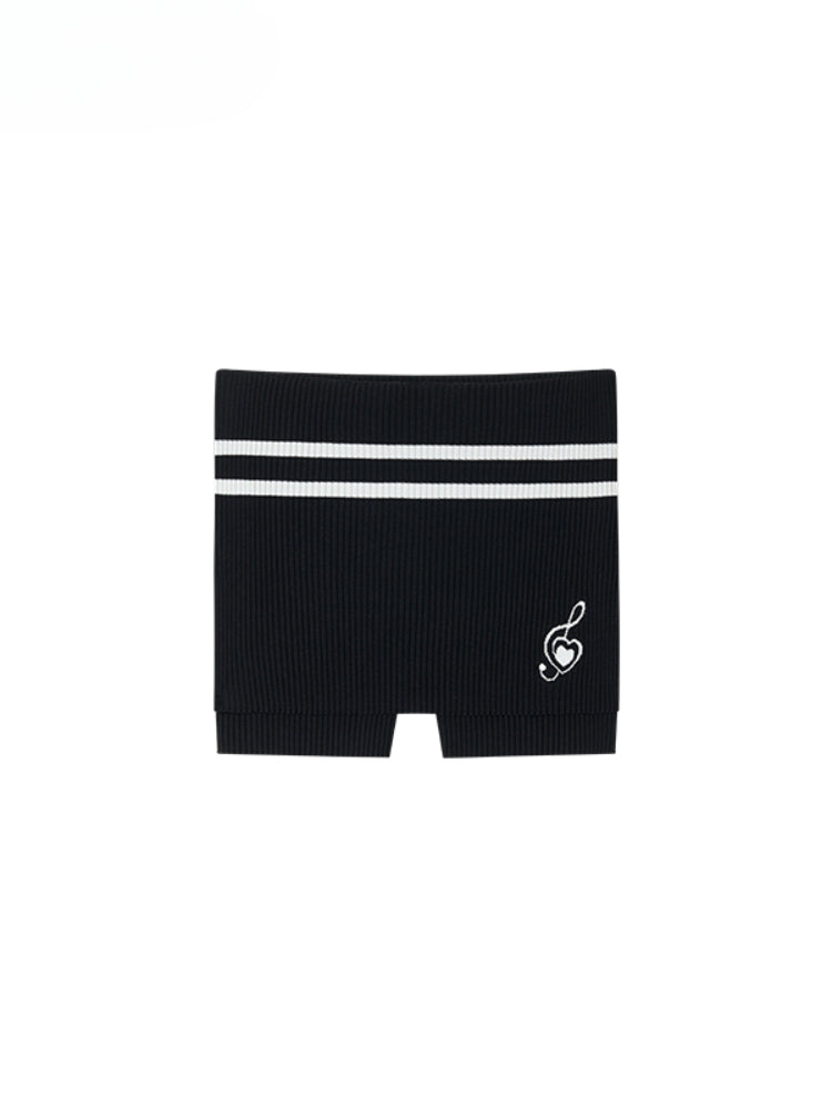 Contrast-colored Stripe Heart-wing T-shirt & Shorts Set