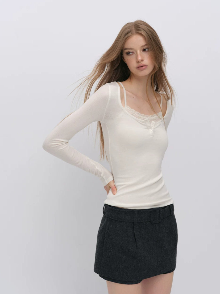 Lace Layered Wool Top