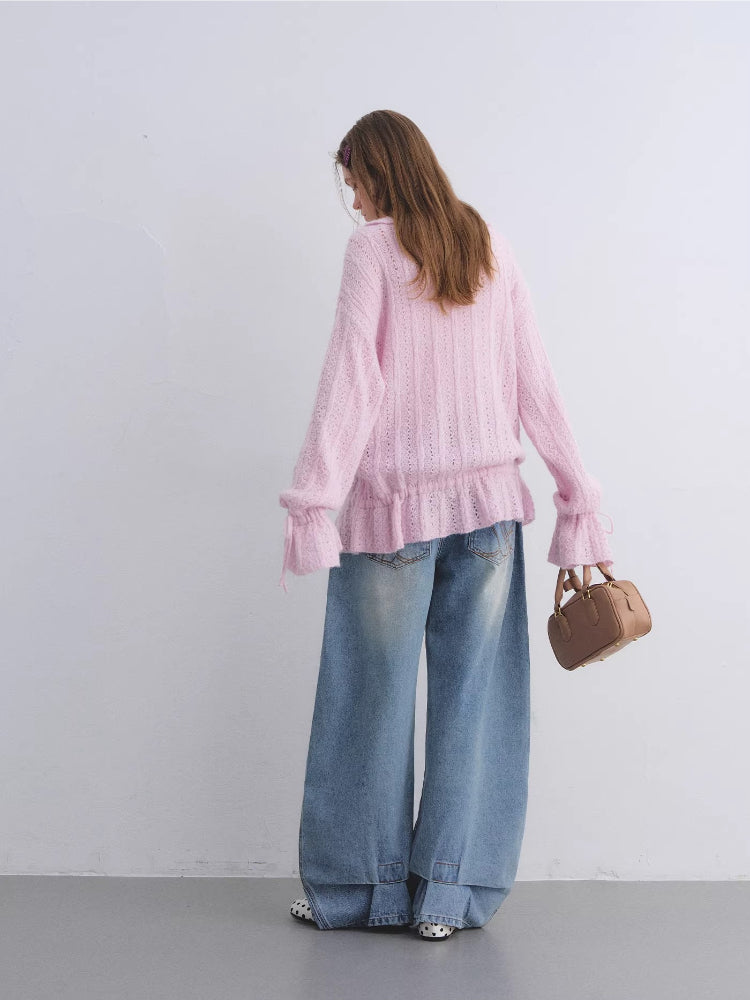 Mohair Ruffle Knit Cardigan