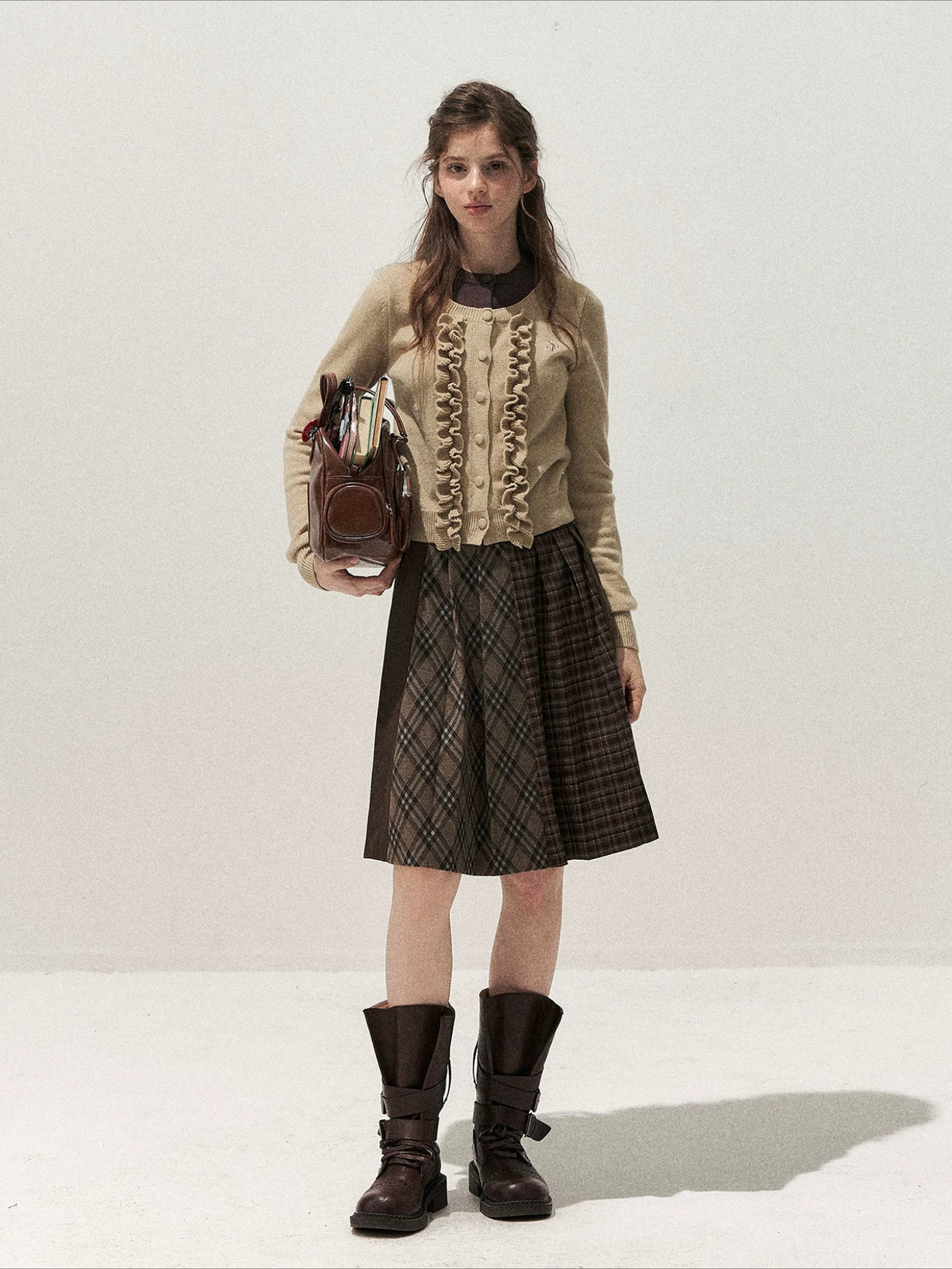 Ruffle Trim Vintage Knit Sweater