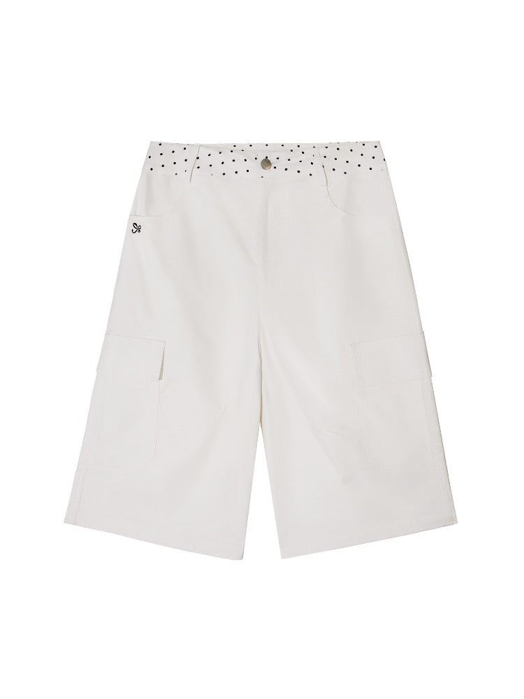 White Polka-Dot Cargo Culottes
